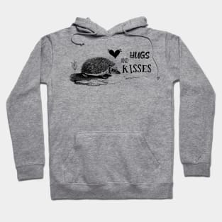 Hugs and Kisses. Funny Valentine with Hedgehog Hoodie